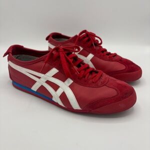 Onitsuka Tiger Stripes Mexico 66 HL7C2 Red White Stripe Sneakers Men 11